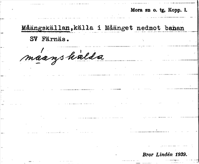 Bild på arkivkortet för arkivposten Måängskällan