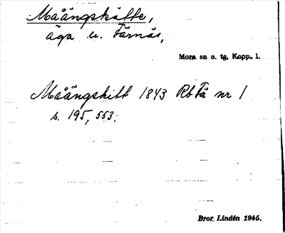 Bild på arkivkortet för arkivposten Måängskätte