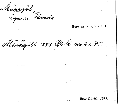 Bild på arkivkortet för arkivposten Märegöl