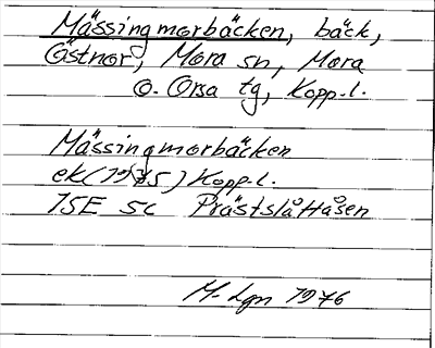 Bild på arkivkortet för arkivposten Mässing morbäcken