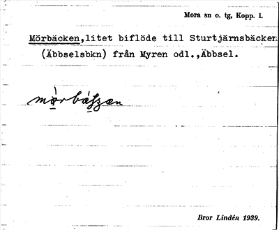 Bild på arkivkortet för arkivposten Mörbäcken
