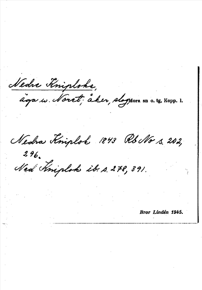 Bild på arkivkortet för arkivposten Nedre Kniploke