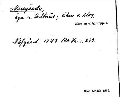 Bild på arkivkortet för arkivposten Nissgärde