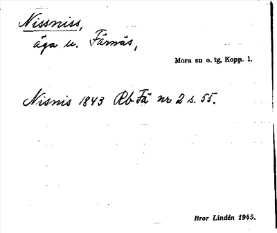 Bild på arkivkortet för arkivposten Nissniss