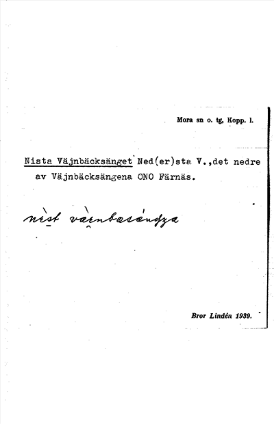 Bild på arkivkortet för arkivposten Nista Väjnbäcksänget