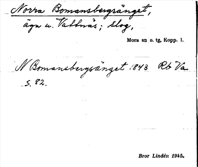 Bild på arkivkortet för arkivposten Norra  Bomansbergsänget