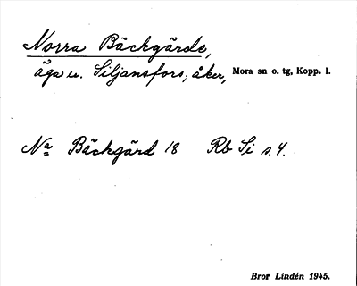 Bild på arkivkortet för arkivposten Norra Bäckgärde