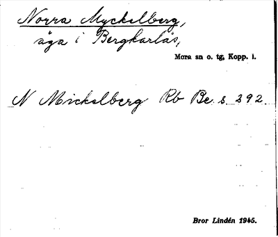 Bild på arkivkortet för arkivposten Norra Myckelberg