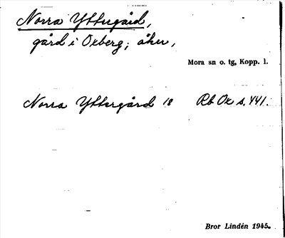 Bild på arkivkortet för arkivposten Norra Yttergård