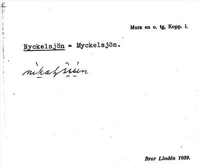 Bild på arkivkortet för arkivposten Nyckelsjön = Myckelsjön