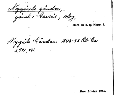 Bild på arkivkortet för arkivposten Nygårds gården