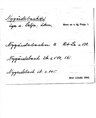 Bild på arkivkortet för arkivposten Nygärdsbacke(n)