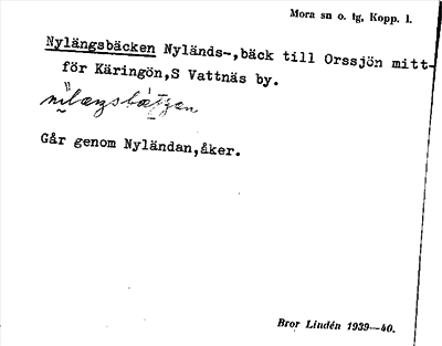Bild på arkivkortet för arkivposten Nylängsbäcken