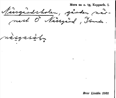 Bild på arkivkortet för arkivposten Nässgärdsholen