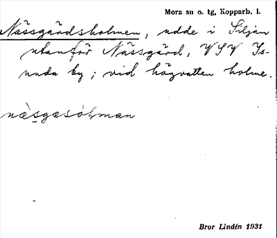 Bild på arkivkortet för arkivposten Nässgärdsholmen