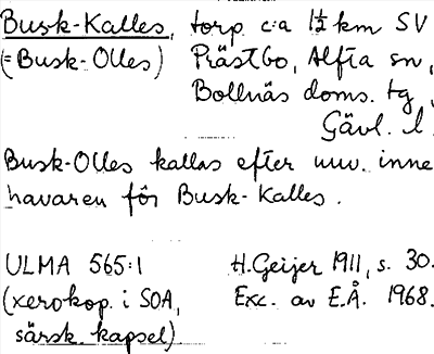 Bild på arkivkortet för arkivposten Busk-Kalles