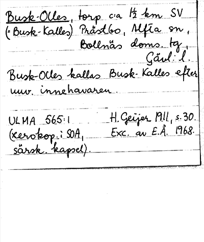 Bild på arkivkortet för arkivposten Busk-Olles