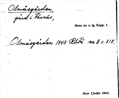 Bild på arkivkortet för arkivposten Olmåsgården