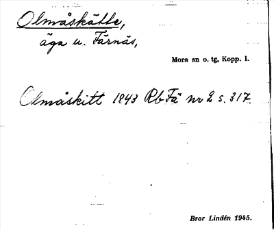 Bild på arkivkortet för arkivposten Olmåskätte
