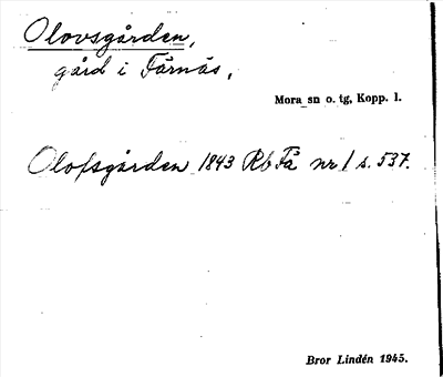 Bild på arkivkortet för arkivposten Olovsgården