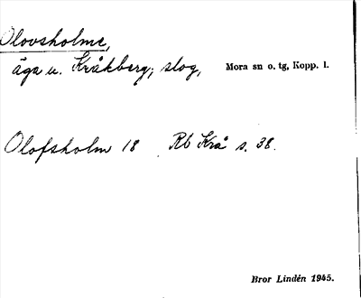 Bild på arkivkortet för arkivposten Olovsholme