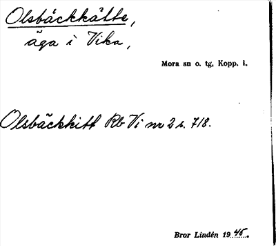 Bild på arkivkortet för arkivposten Olsbäckkätte