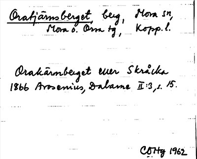 Bild på arkivkortet för arkivposten Oratjärnsberget