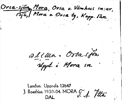 Bild på arkivkortet för arkivposten Orsa-sjön