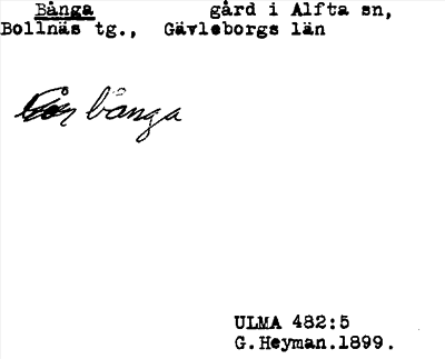 Bild på arkivkortet för arkivposten Bånga