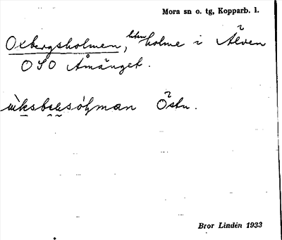 Bild på arkivkortet för arkivposten Oxbergsholmen