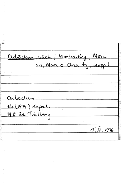 Bild på arkivkortet för arkivposten Oxbäcken