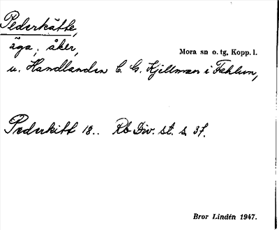 Bild på arkivkortet för arkivposten Pederkätte