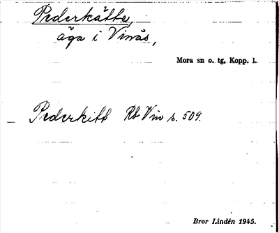 Bild på arkivkortet för arkivposten Pederkätte