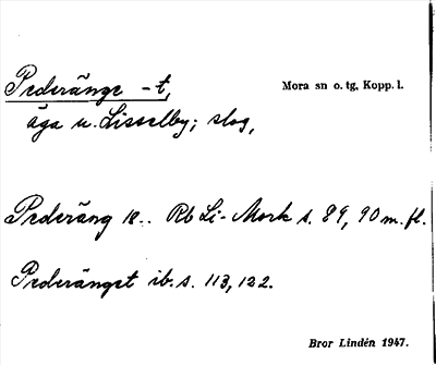 Bild på arkivkortet för arkivposten Pederänge -t
