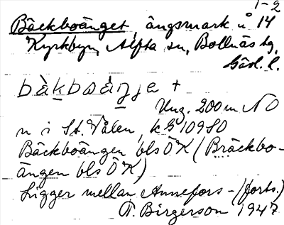 Bild på arkivkortet för arkivposten Bäckboänget