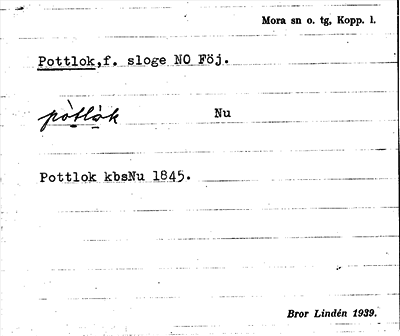 Bild på arkivkortet för arkivposten Pottlok