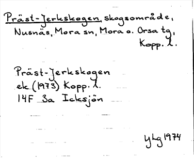 Bild på arkivkortet för arkivposten Präst-Jerkskogen