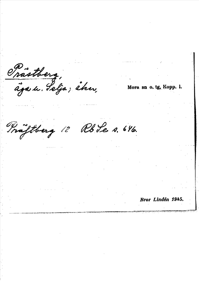 Bild på arkivkortet för arkivposten Prästberg