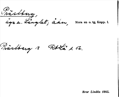 Bild på arkivkortet för arkivposten Prästberg