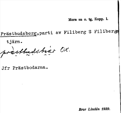 Bild på arkivkortet för arkivposten Prästbudsberg