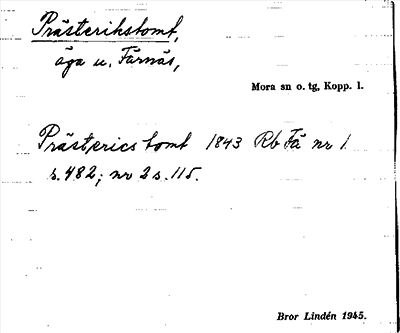 Bild på arkivkortet för arkivposten Prästerikstomt