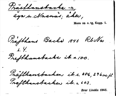 Bild på arkivkortet för arkivposten Prästhansbacke -n
