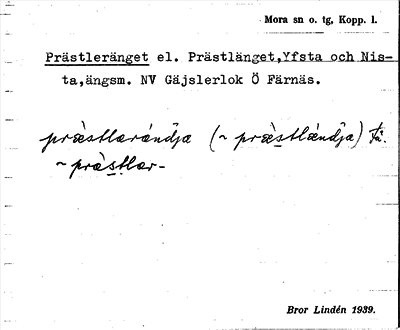 Bild på arkivkortet för arkivposten Prästleränget el. Prästlänget
