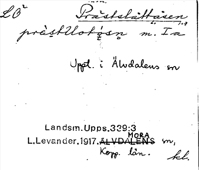 Bild på arkivkortet för arkivposten Prästslåttåsen