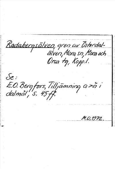 Bild på arkivkortet för arkivposten Radabergsälven