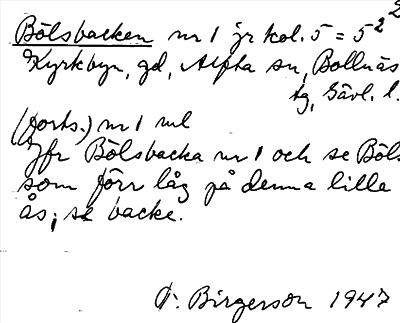 Bild på arkivkortet för arkivposten Bölsbacken