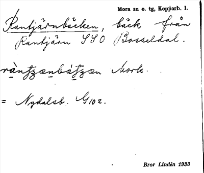 Bild på arkivkortet för arkivposten Rantjärnbäcken
