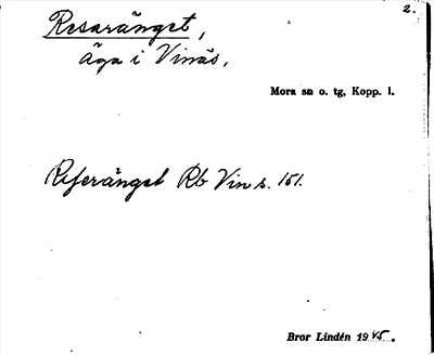 Bild på arkivkortet för arkivposten Resaränget