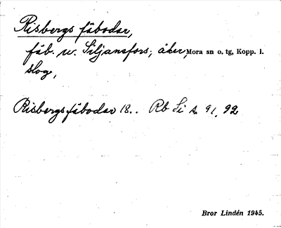 Bild på arkivkortet för arkivposten Risbergs fäbodar