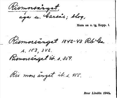 Bild på arkivkortet för arkivposten Rismorsänget